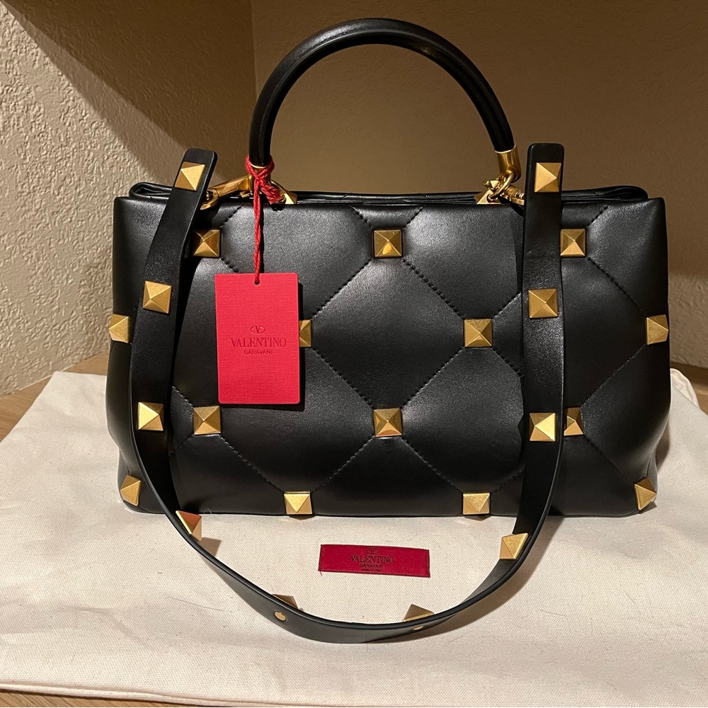 Valentino Black and Gold Studded Women's Bag